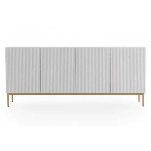 Komoda Nicole 200 cm na metalowych nogach - biały mat / złote nóżki